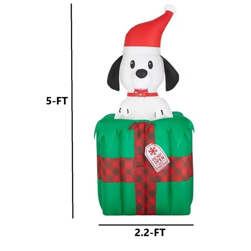 5' Animated Puppy Dog with Santa Hat in A Gift