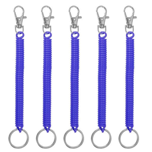 PATIKIL Retractable Coil Springs Keychain, 5 Pack Anti-lost Key Chain