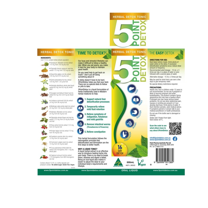 POINT PHARMA Herbal Detox Tonic 5 Point Detox 500ml