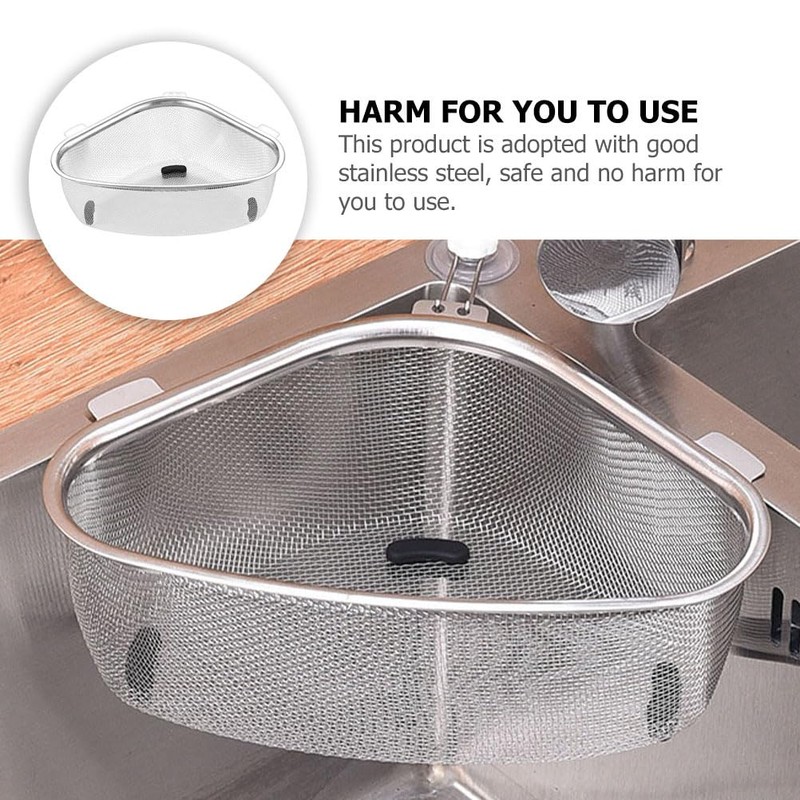 Kitchen Triangle Corner Sink Strainer, Stainless Steel Food Catcher Strainer