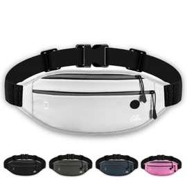 RERACO Running Pouch, Non-Shaking, Cross-body Fanny Pouch, Waterproof, Stretchable, Jogging, Security Pouch, Walking Bag, Anti-Pickpocketing, Men's, Women's, white