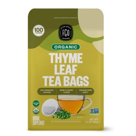 FGO Organic Thyme Leaf Tea, 100 Count, Eco-Conscious Tea Bags, Caffeine Free, Resealable Bag, Packaging May Vary (Pack of 1)