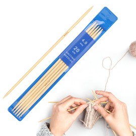 Coopay Pack of 5 Bamboo Needles 4.0 mm Knitting Needles Set, 20 cm Length Knitting Needles for Socks, Scarves, Hats, Pets, Sweaters, Socks Knitting for Beginners, Sock Needles 4.0 mm