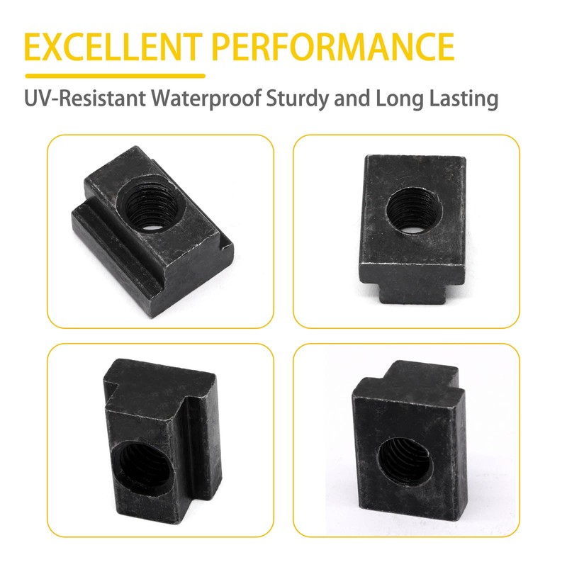 S SYDIEN T Slot Nuts 10pcs, M10 Threads Black Oxide