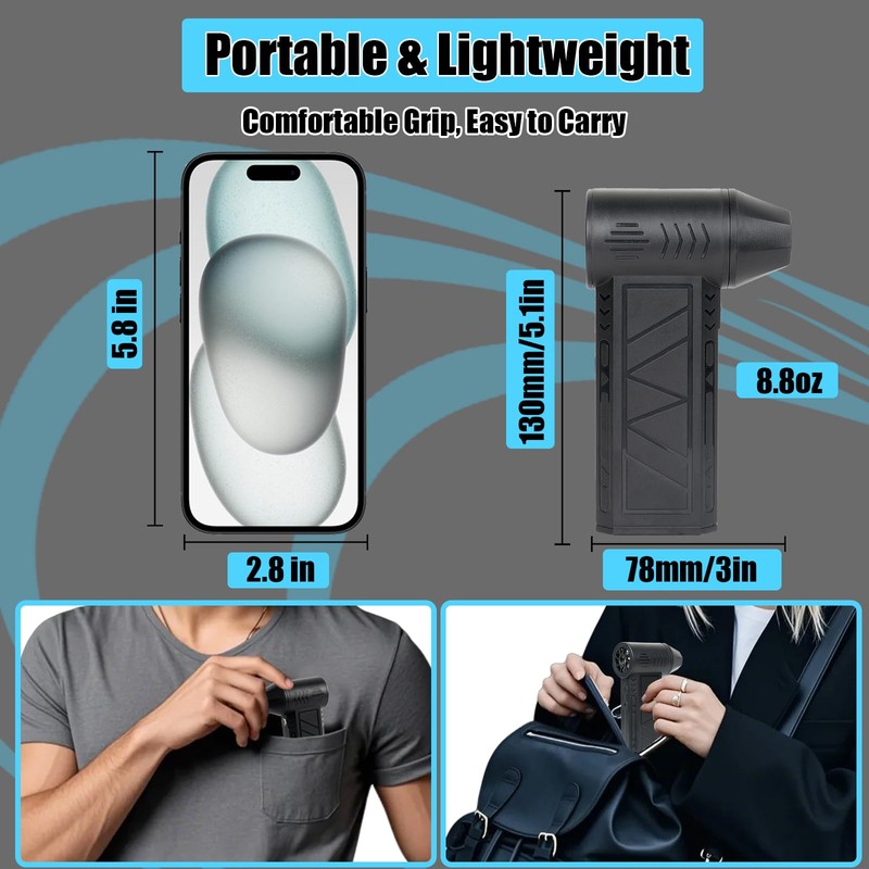 Compressed Air Duster with Flashlight, 130000RPM Electric Air Duster Turbo