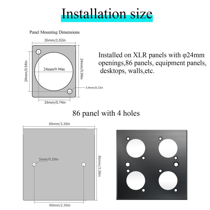 QIANRENON VGA DB15 Panel Mount Adapter VGA DB15 Female to
