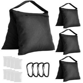 TUAKIMCE 4 Pack Heavy Duty Sandbag, Photographic Empty Sandbag Set, Light Stand Counterweight Sand Bag for Photo Video Studio, Photography, Live Recording