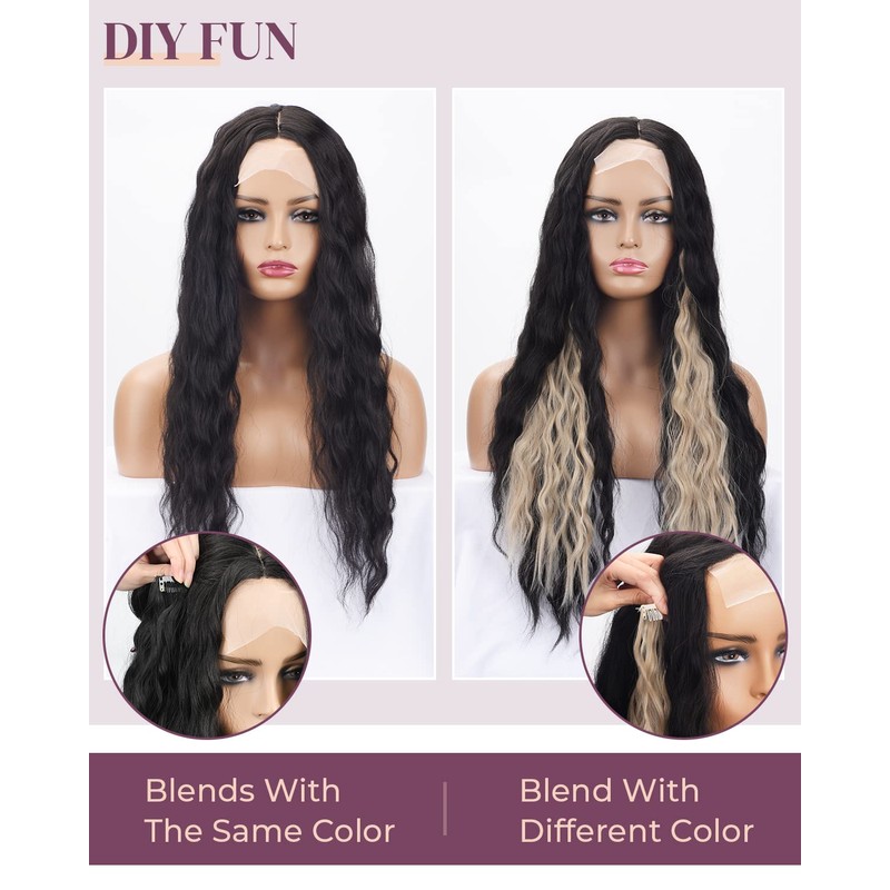 LONAI Clip In Hair Extensions, 6PCS 24" Black Hair Extensions