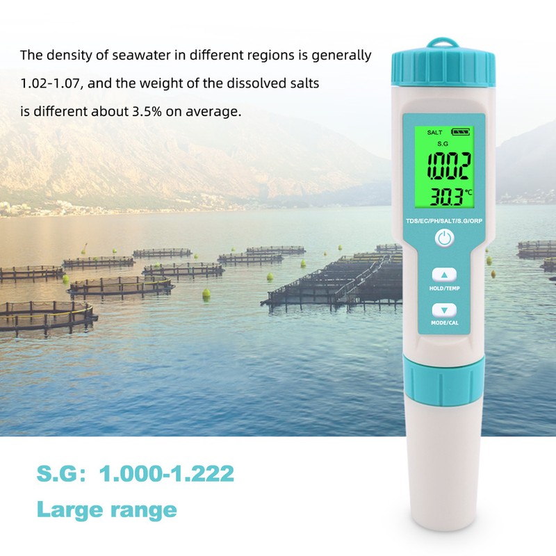 7 in 1 PH/TDS/EC/ORP/S.G/Salinity/Temperature Multi-Parameter Pocket Water Quality Tester with