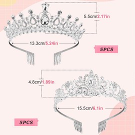 10Pcs Crystal Tiara and Crowns for Women Princess Rhinestone Crown for Girl Metal Queen Headband with Comb for Carnival Bride Wedding Birthday Tea&Party Prom Competition