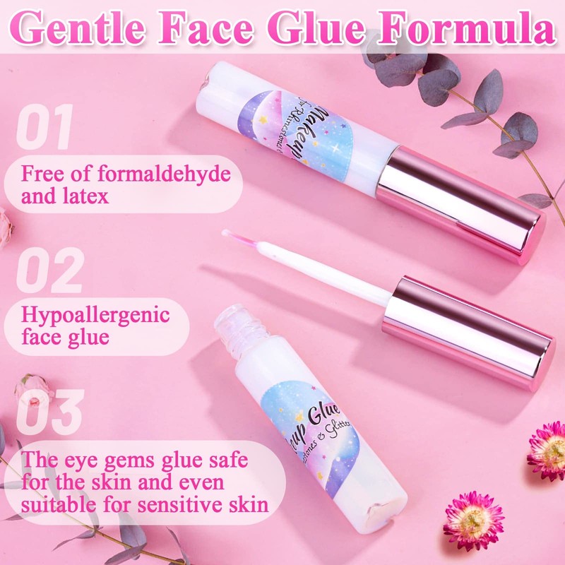 Face Makeup Glue for Rhinestones, Shynek Cosmetic Face Glitter Glue