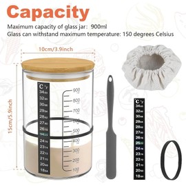 BRIRILINE Pro Sourdough Bread Starter Kit - 34 oz sourdough jar with 5 unique features for the perfect sour dough bread & sourdough starter kit - baking supplies (34oz-4pack)