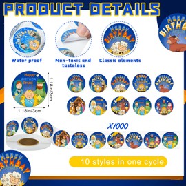 Resurhang 1000 Pcs Happy Birthday Jesus Stickers for Kids Religious Christmas Stickers Nativity Scene Stickers Church Christian Sticker Roll Sunday School Classroom Party Favor Supplies Decoration