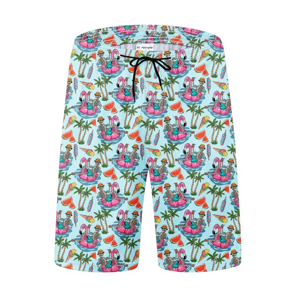 FT FENTENG Mens Swim Trunks for Men, Summer Flamingo Skeleton