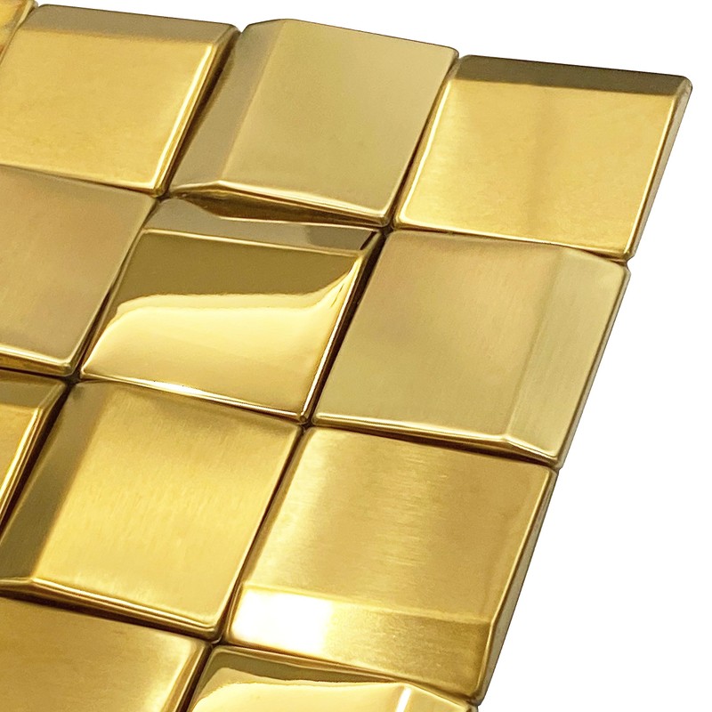 Parrotile 3D Wall Panels Golden 2x2 Metal Mosaic Tile Sheets