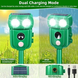 2026 Solar Ultrasonic Animal Repeller 4Pack,Ultrasonic Cat Deterrent and Deer Repellent Device, Motion Activated Squirrel & Rabbit Deterrent for Yard, Garden and Orchard Protection