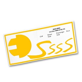 Artistic Reflection SE Vinyl Decal Insert Replacements for 2022-2023 only MINI Cooper SE 3rd Gen F56 Scuttle, Grill, and Rear Emblems - Choose Color - [Yellow]