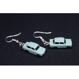 Miniblings Trabi Earrings Car Trabant Trabbi Pendant GDR Model 1:160 Blue - Handmade Fashion Jewellery I Earrings Silver Plated, Plastic, No Gemstone