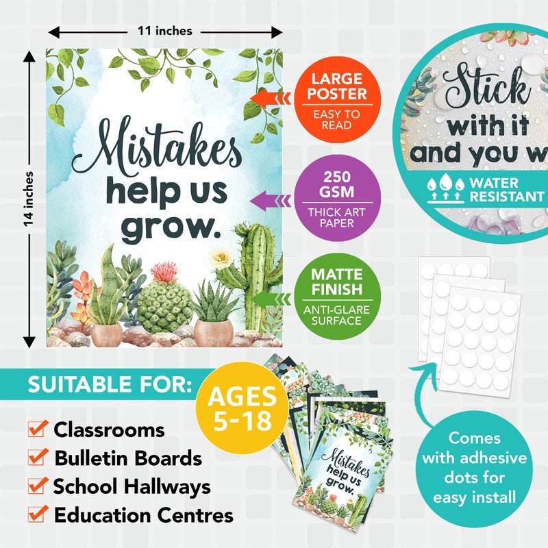 Decorably 15 Motivational Posters for Classroom High School - 11x14in