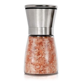 Gulex® Salt Grinder Pepper Mill, Pepper Grinder Refillable,(Single Package) Adjustable Coarseness Black Pepper Grinder, Stainless Steel Sea Salt Shaker with Ceramic Rotor (1 pack Salt grinder)