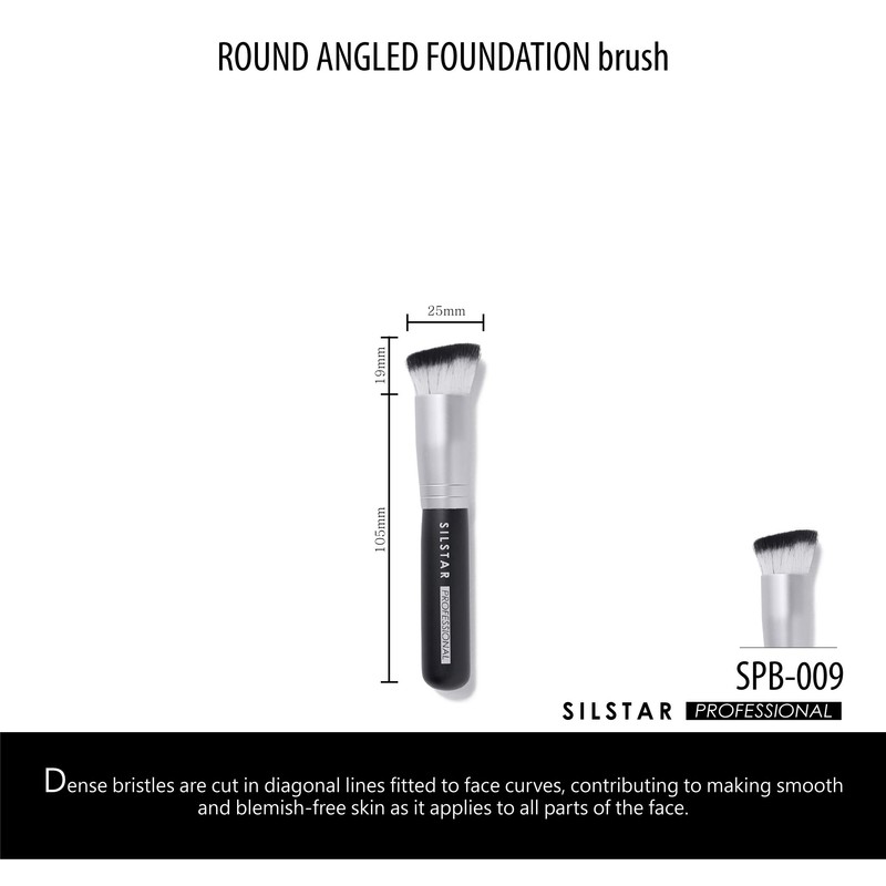 SILSTAR PROFESSIONAL ROUND ANGLED FOUNDATION BRUSH WITH HANDLE MADE OF