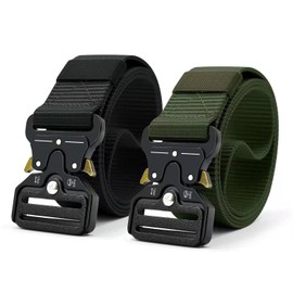 Cinturones para hombre, cinturón de nailon militar 2 piezas, cinturón militar de senderismo con hebilla metálica de liberación rápida resistente para hombres