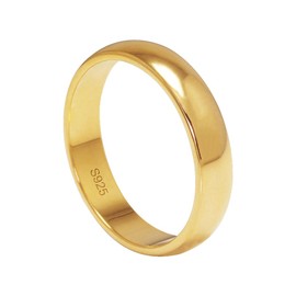 RogJewelry 4.5mm Plain Dome Ring 925 Sterling Silver 18k Gold Filled Wedding Bands for Men Women Stackable Rings for Women Gold Size 13