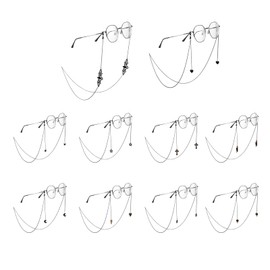 patscorai 10 Pieces Glasses Chain Accessories For Women Men Eyeglass Holder Chain Goth Lanyard Sunglasses Chains Bat Moon Heart Cat Lightning Cross Crown Star Anti Lost & Slip Eyeglass Leash, Black,