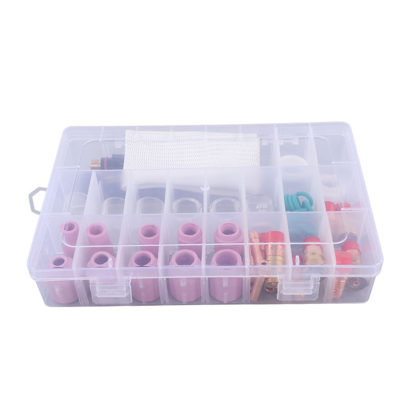 56Pcs TIG Welding Torch Accessories Kit Ceramic Nozzle Glass Cup