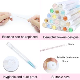 20pcs Mascara Wands Tube Reusable Lash Spoolies Pearl Silver Tube Eyelash Brush Tubes Spoolies Lash Extension Brushes Applicators Makeup Tools (CatE-Silver-MlX)
