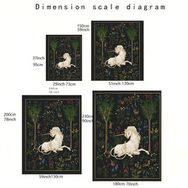 Unicorn & Floral Pattern Tapestry, Vintage Forest Garden Pattern Hanging Blanket, Wall Art Decoration for Home Living Room Bedroom, Home Decor Ideas - pattern: Unicorn, Size: 130cmx150cm