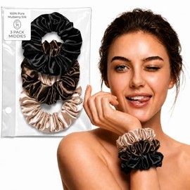 Colorado Home Co SUNDAYSILKS™ Lujosas gomas para el pelo de seda morera para mujeres y niñas | Gomas antideslizantes y sedosas para cabello natural, r