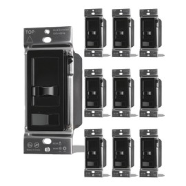 MOES Black Dimmer Light Switches 10pcs, 3 Way & Single Pole Dimmable for LED, CFL, Incandescent, Halogen, 600Watt Max, ON/Off with Dimming Slide, No Neutral Wire Required