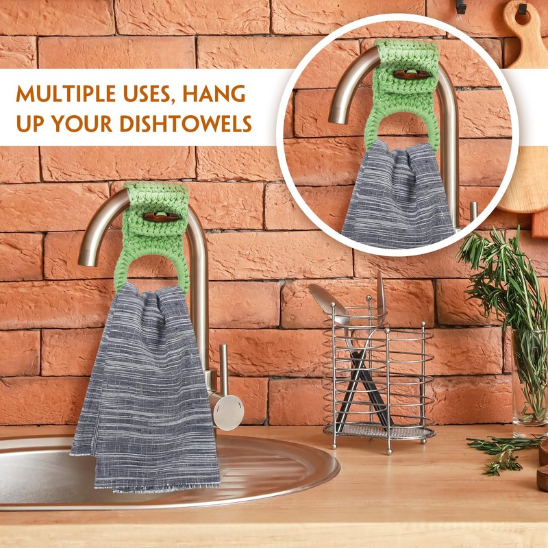 Hoolerry 8 Pcs Hanging Kitchen Towels Ring Crochet Hanging Dish