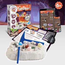 Science4you Gemstone Excavation Set - Learn About Gemstones with This Excavation Kit, Discover All The Incredible Minerals, An Archaeology Gift for Boys & Girls 6 7 8 9+