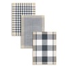Kracht Jacquard Tea Towels, Half-Linen, Assorted Chequered, Anthracite/Black/Beige, 50 x