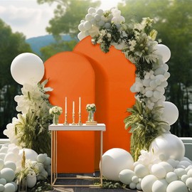 SINSSOWL 7.2 FT Orange Arch Backdrop Cover Fitted Spandex Wedding Arch Backdrop Fabric Covers for Reception Bridal Shower Birthday Party Gender Reveal Decoration (Orange)