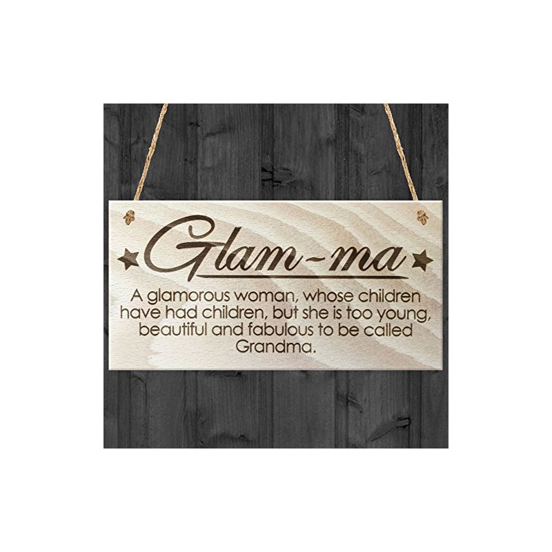 Red Ocean Glam-Ma Fabulous Grandma Love Gift Wooden Hanging Plaque