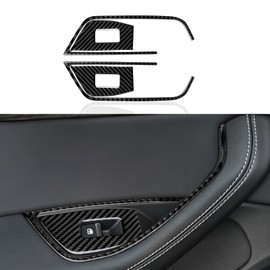 4pcs Car Window Regulator Carbon Fibre Cover Sticker Trim Compatible with A4 (2016-2025)/S4(2016-2025)/RS4(2017-2025)/A5(2017-2024)/S5(2016-2025)/RS5(2017-2025) Interior Accessories (A(A)