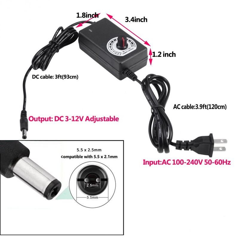 Delinx 36W 12V PC Fan Power Supply,4 Cooling Fan Speed