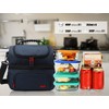 MIER Lunch Bag Men Double Deck Lunch Box Bag,Insulated Leakproof