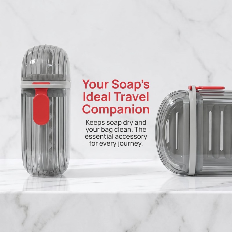 2Pcs Travel Soap Case, Portable Soap Box with Draining Board