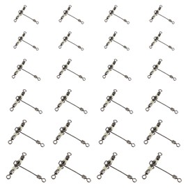 SUPERFINDINGS Pack of 30 3 Way Swivels Fishing Heavy Duty Cross Line 6 Size Stainless Steel Three Way Swivel Fishing Tackle T Shaped Swivel with Beads