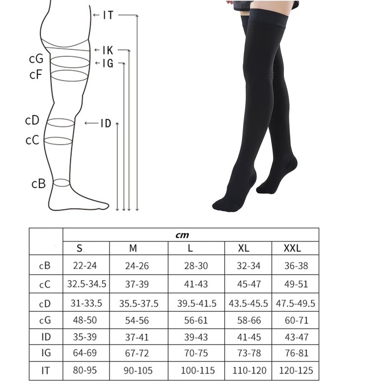 20-30 mmHg Thigh High Compression Socks 1 Pair Open- Toe