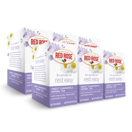 Red Rose Blossoms Sweet Chamomile Herbal Tea Caffeine Free Herbal Tea that Supports Healthy Digestion Herbal Tea with 18 Individually Wrapped Tea Bags Per Box (Pack of 6)