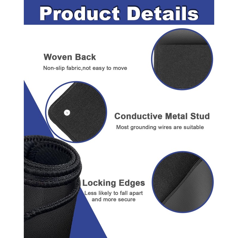 Grounding Mat Earth Connected Mat 11.8"x23.6" Grounded Mat for Desk,Feet,Dogs