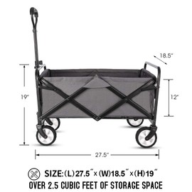 WHITSUNDAY Collapsible Folding Garden Outdoor Park Utility Wagon Picnic Camping Cart 5“ Solid Rubber Wheels (Grey)