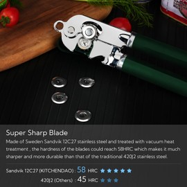 KITCHENDAO Can Opener Manual, 2nd Generation Blade, Handheld Can Tin Opener with Magnet, Super Sharp Cutting Wheel for Smooth Edge Cut, Soft Grip,Oversized Knob for Seniors & Arthritis, Easy to Use