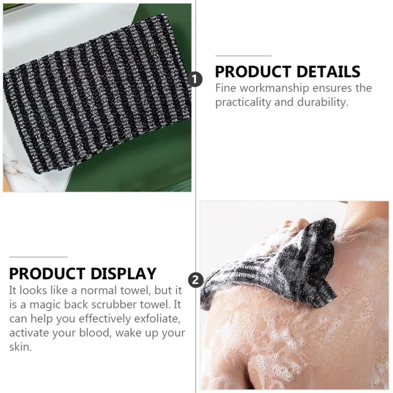 Toalla Exfoliante de Espalda de Nylon Negro Toyvian ZF2OE4330X17D