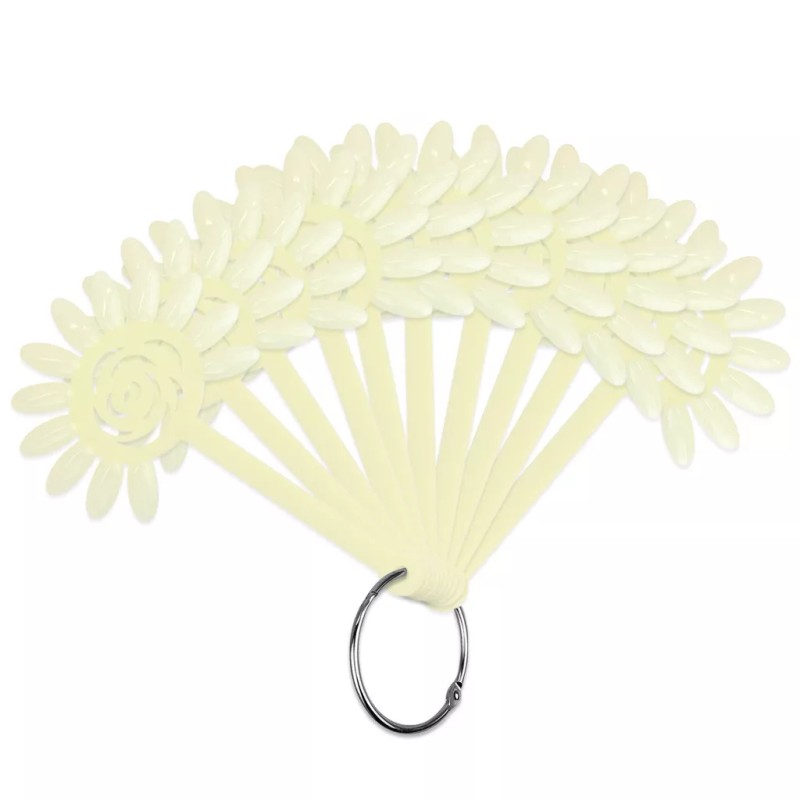 Beauticom 120 Tips White Fan Shaped Flower Design False Nail
